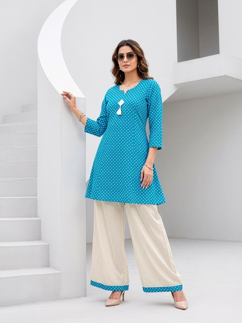 Ff Vk Cotton Bandhani Print Kurti With Bottom